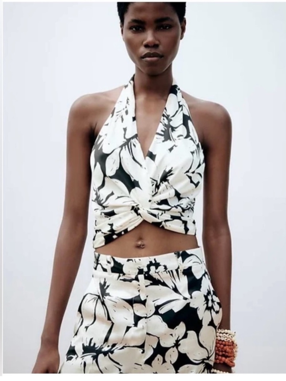 Zara Floral Twist Halter Top